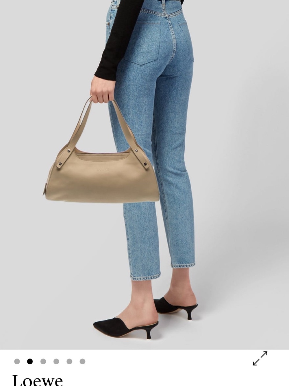 Loewe Taupe Leather Double-Handle Shoulder Bag